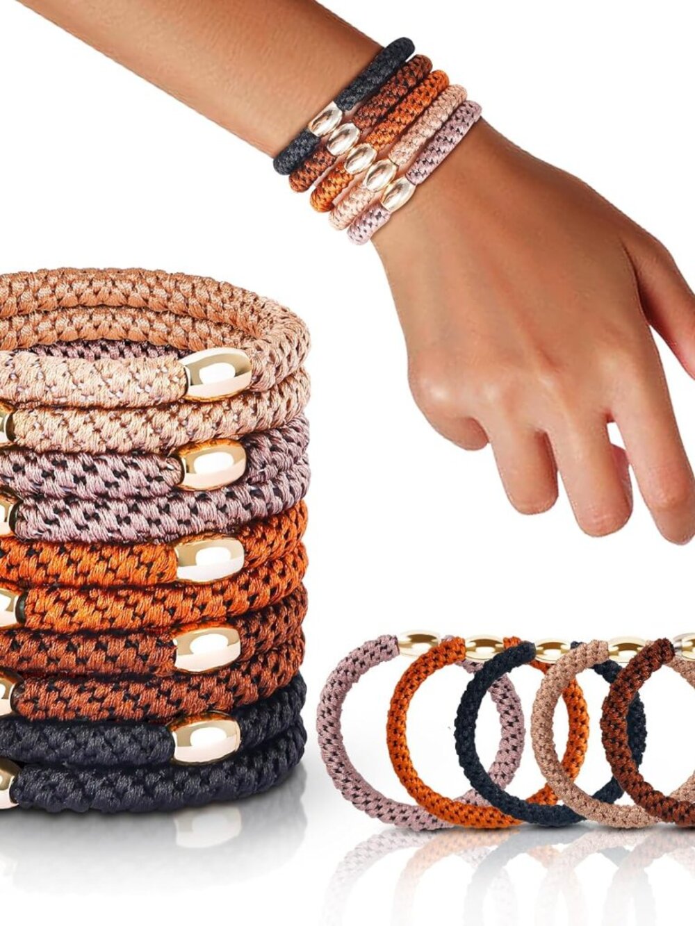 Hair Ties No Damage - 10PCS Ponytail Holders - Elastic Hair Ties for Thick Hair